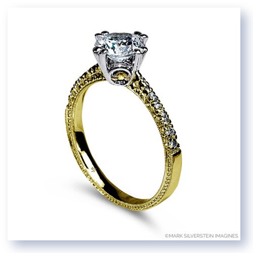 Three Stone Round Diamond Accented Engagement Ring - Princess Jewelry