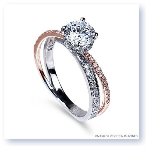 hypotheek Onderdompeling Fluisteren Mark Silverstein Imagines 18K White and Rose Gold Split Shank Angled Diamond  Engagement Ring