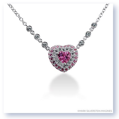 Pink Sapphire Open Heart Pendant Necklace - Nazar's & Co. Jewelers